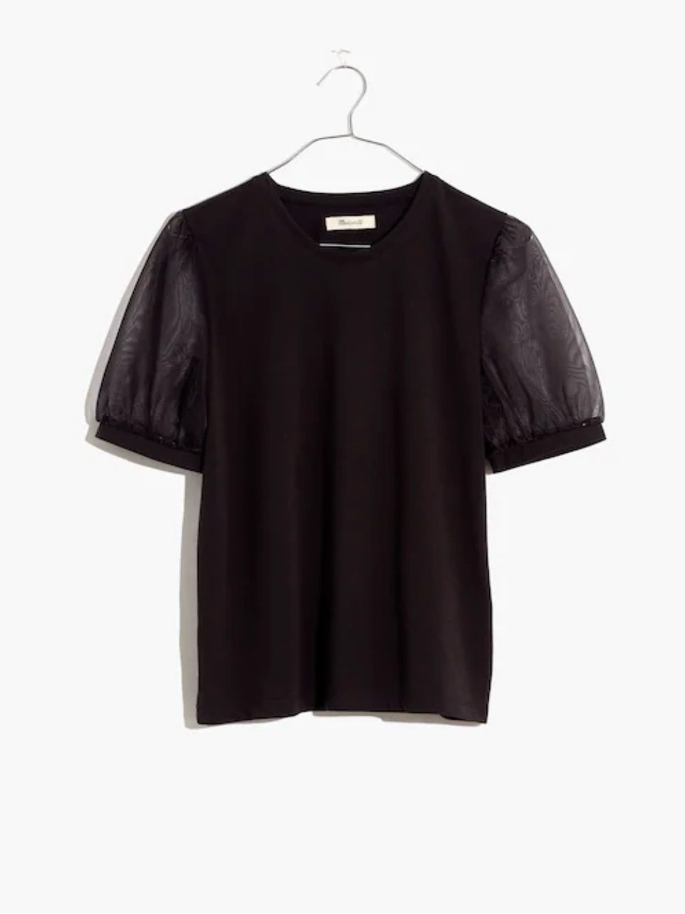 Madewell Sheer-Sleeve Knot Top: Size S